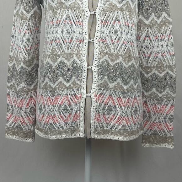 Pendleton Cream & Tan Pastel Crocheted Cottage Sweater Cardigan NWOT Size S - Picture 4 of 12